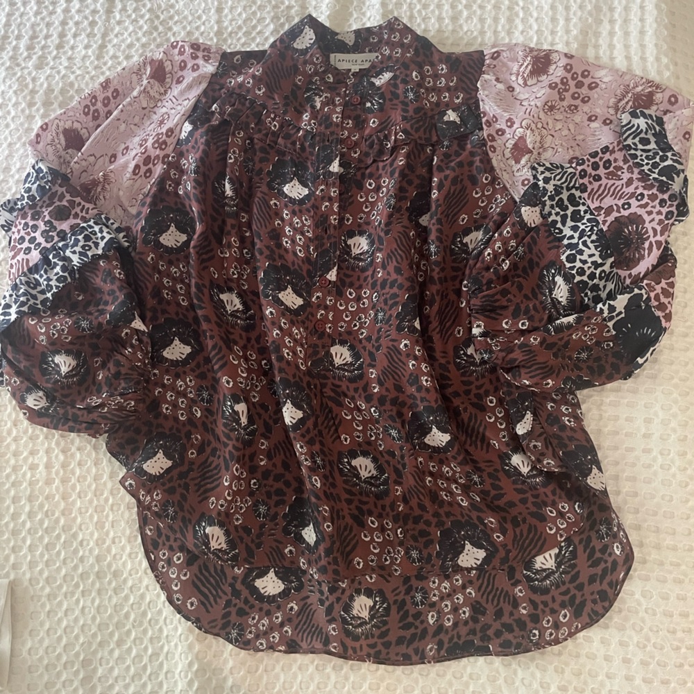 Apiece Apart Multicolor Patterned Silk Blouse